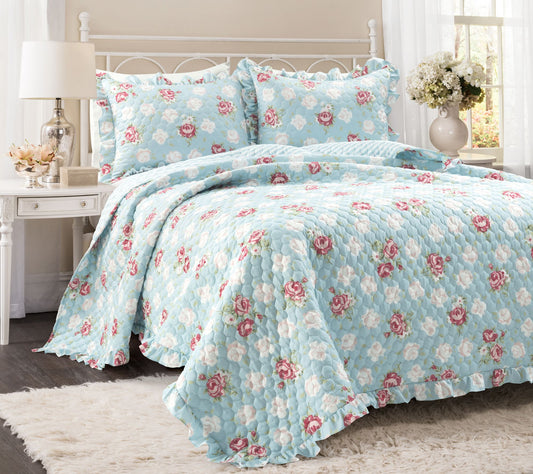 Cottage Core Floral Ruffle Oversized Set F/Q byLush Decor