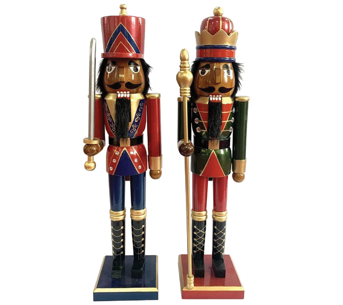 Santa's Workshop 24" Black King & Guard Nutcracker, Set of 2
