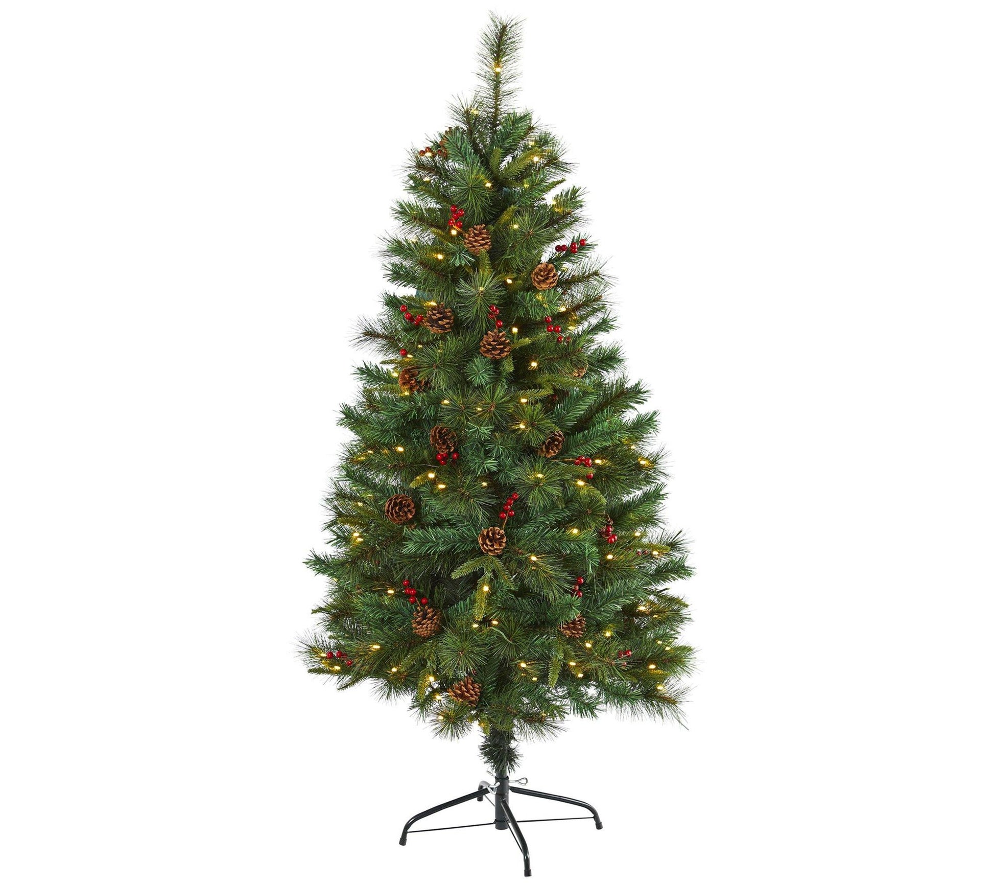 Nearly Natural 5-ft Mixed Pine Christmas Tree w / LED Lights