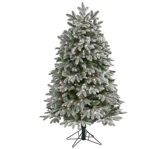 Nearly Natural 7-ft Flocked Co lorado Fir Chri stmas Tree w/LE