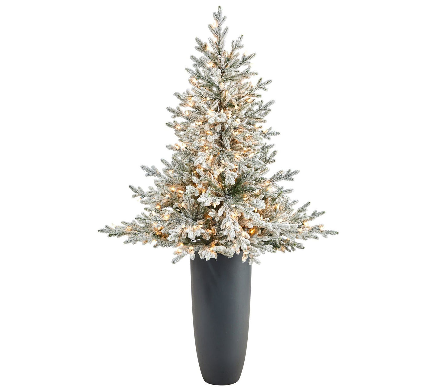 Nearly Natural 5-ft Flocked Fraser Fir Christmas Tree w/Lights