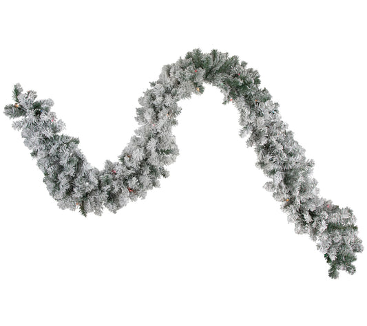 Northlight 9' x 10" Flocked Madison Pine Garlan d Multi Lights