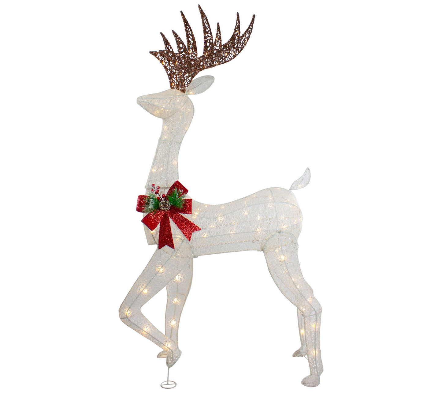 Northlight 60" LED Glitter Reindeer with Red Bo w Decoration