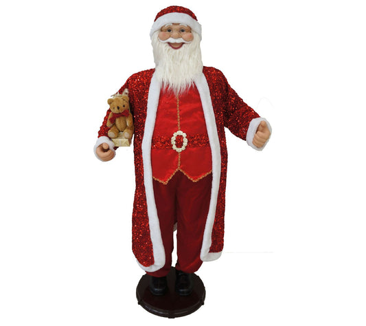 Christmas Time 58-In. Dancing Santa in Red Sequ in Suit