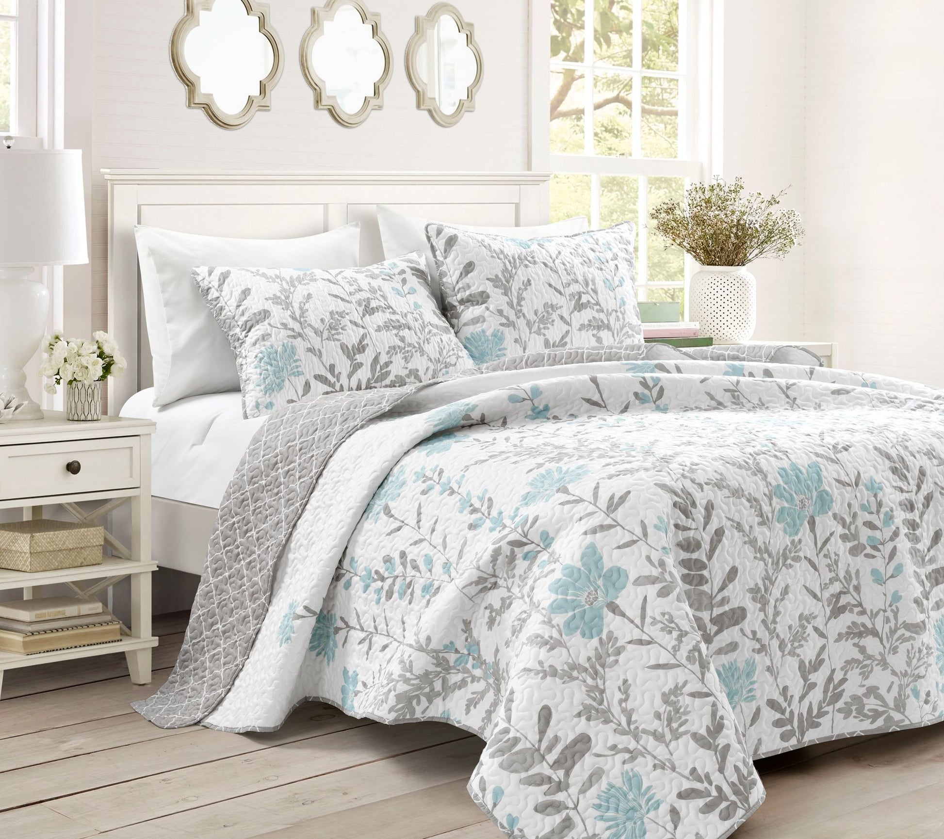 Lush Decor Aprile Reversible Quilt 3Pc  F/Q