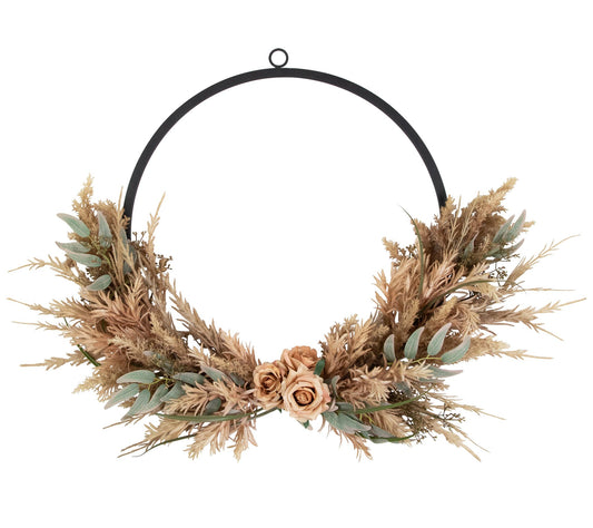Northlight Fall Harvest Pale Rose & Thistle w/Fliage Wreath