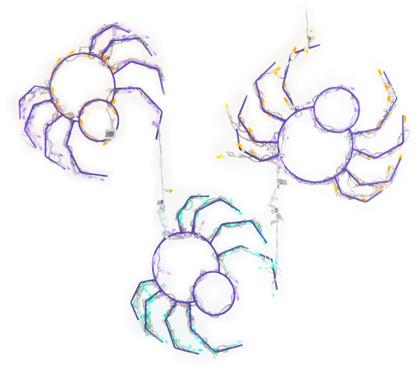 Haunted Hill Farm Halloween, Set of 3 Prelit Cr eepy Spiders