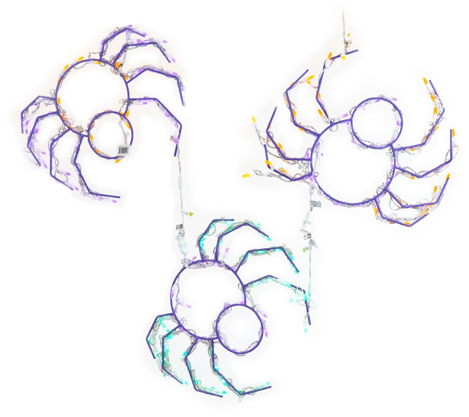 Haunted Hill Farm Halloween, Set of 3 Prelit Cr eepy Spiders