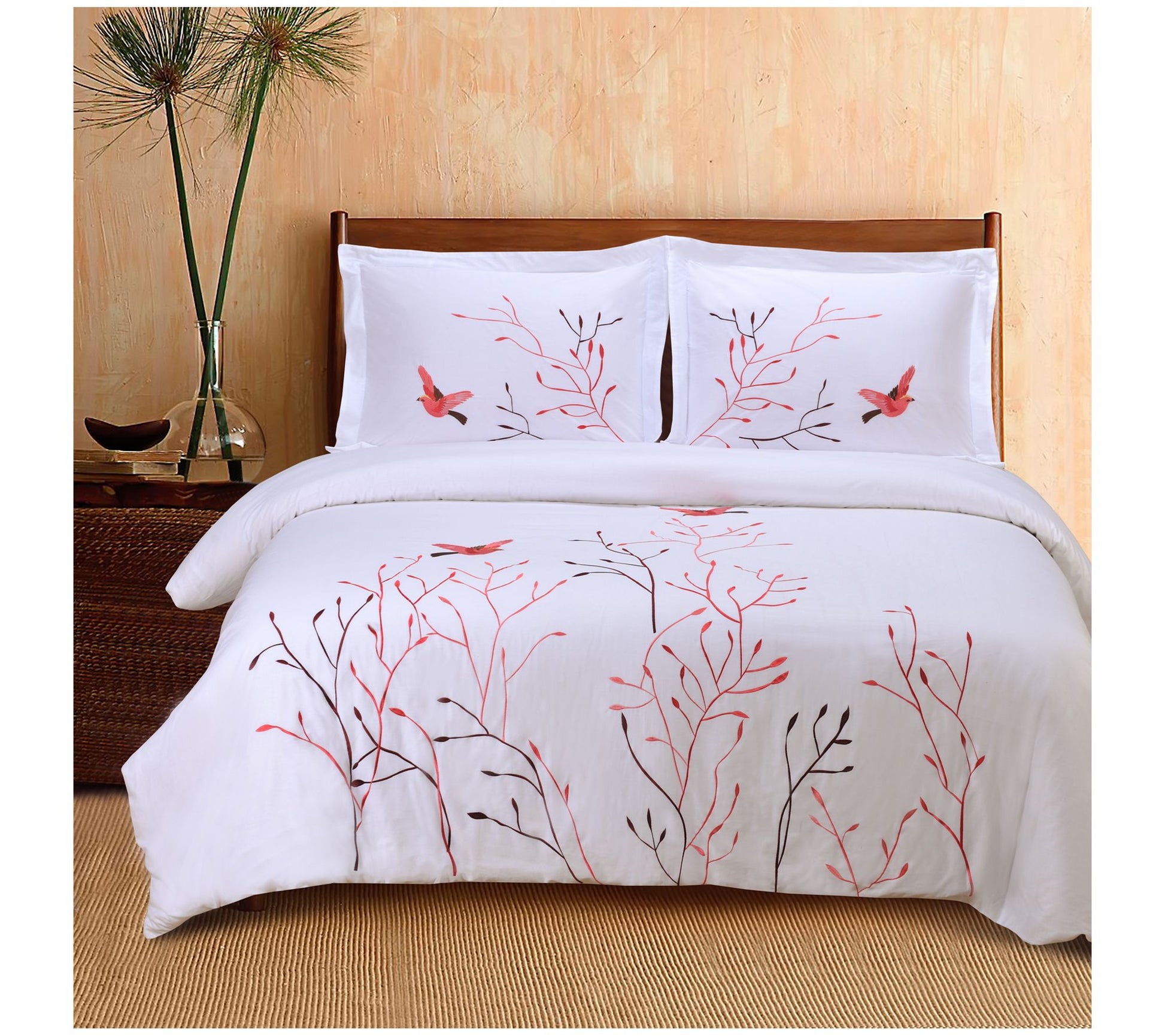 Superior 3-Piece Swallow Cotton Duvet Cover Set, King/Cal.Kin
