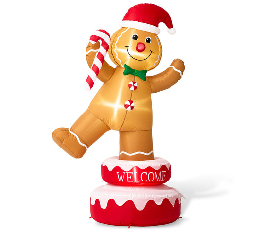 Glitzhome 6' LED Lighted Inflatable Rotating Gi ngerbread Man
