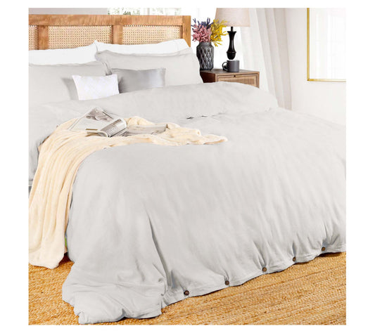 Superior Cotton Linen Blend Solid 3-Piece DuvetCover Set, KC