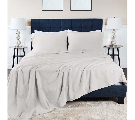 Superior Cotton Linen Blend Solid 3-Piece SheetSet, Cal King