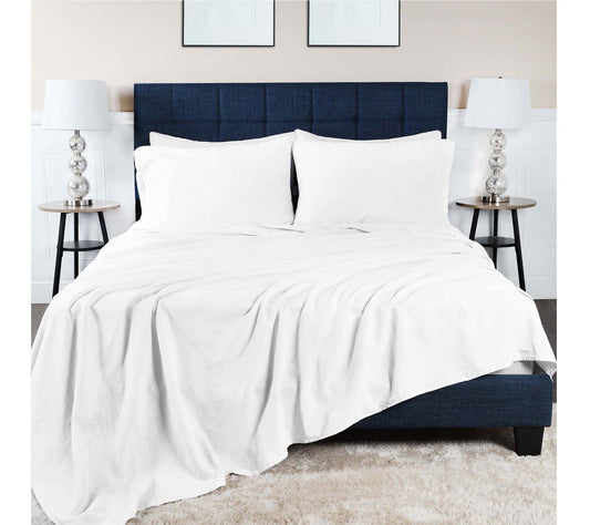 Superior Cotton Linen Blend Solid 3-Piece SheetSet,Full