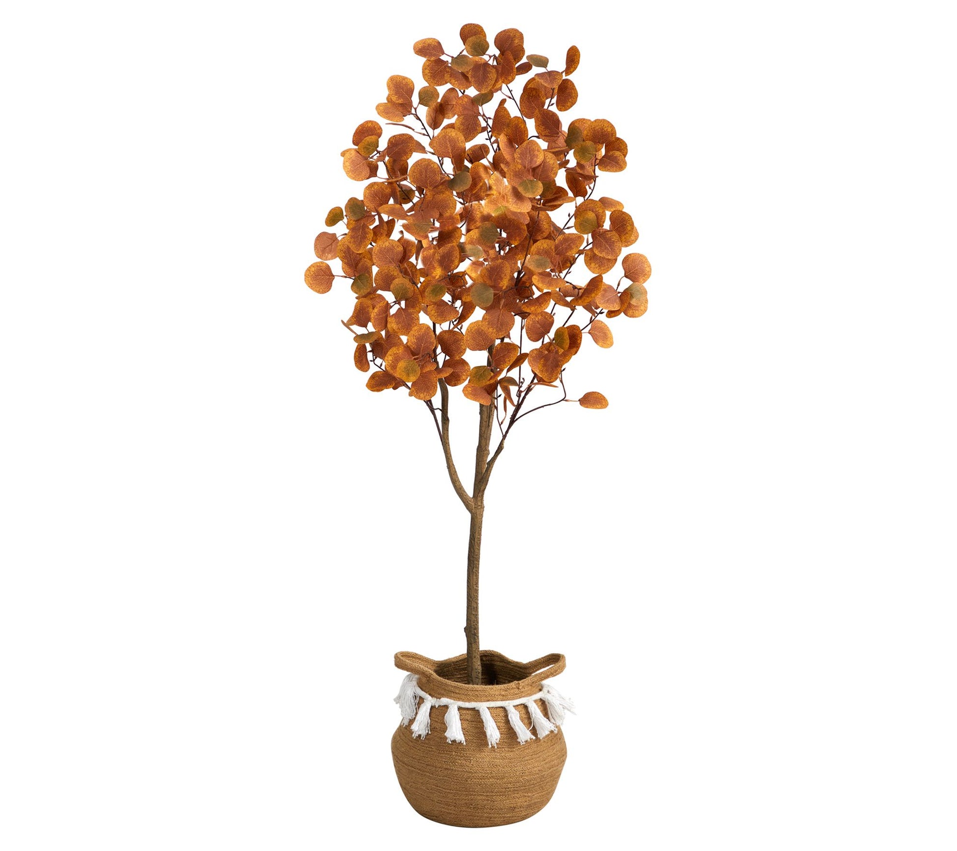 Nearly Natural 5-ft Artificial Autumn EucalyptuTree w Basket