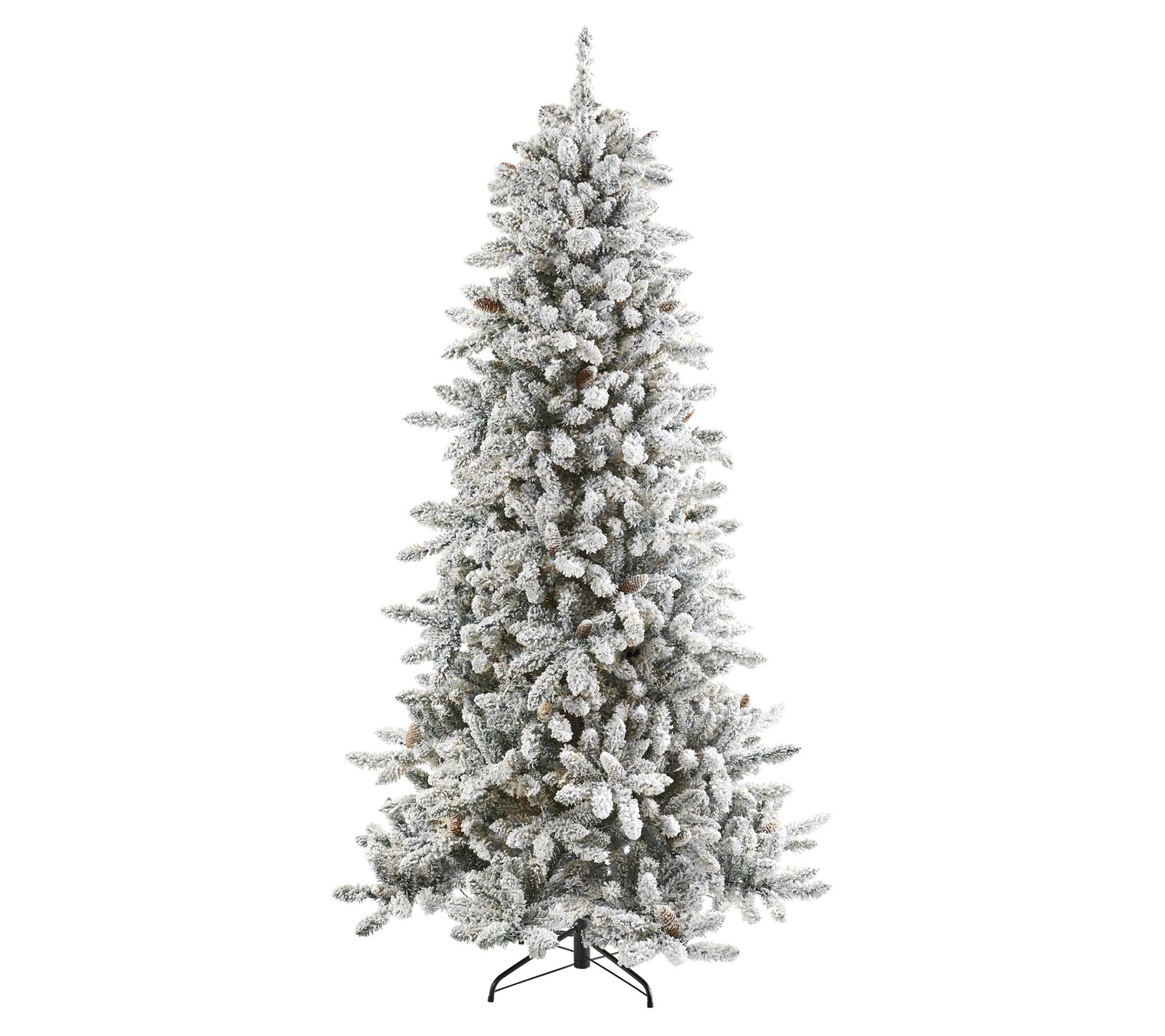 Nearly Natural 7.5' Flocked Livingston Fir Christmas Tree
