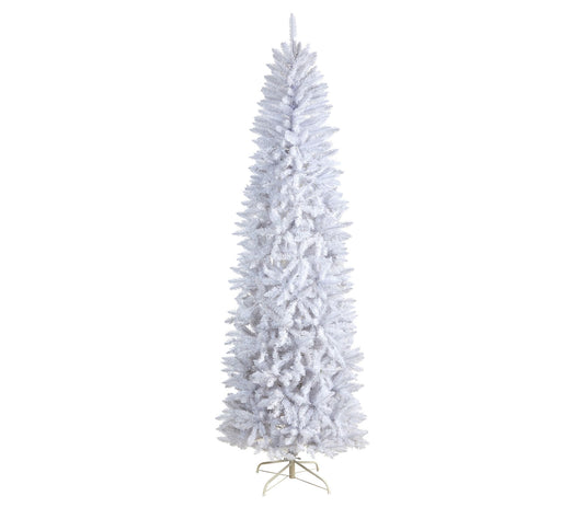 Nearly Natural 8' Slim White Artificial Christmas Tree