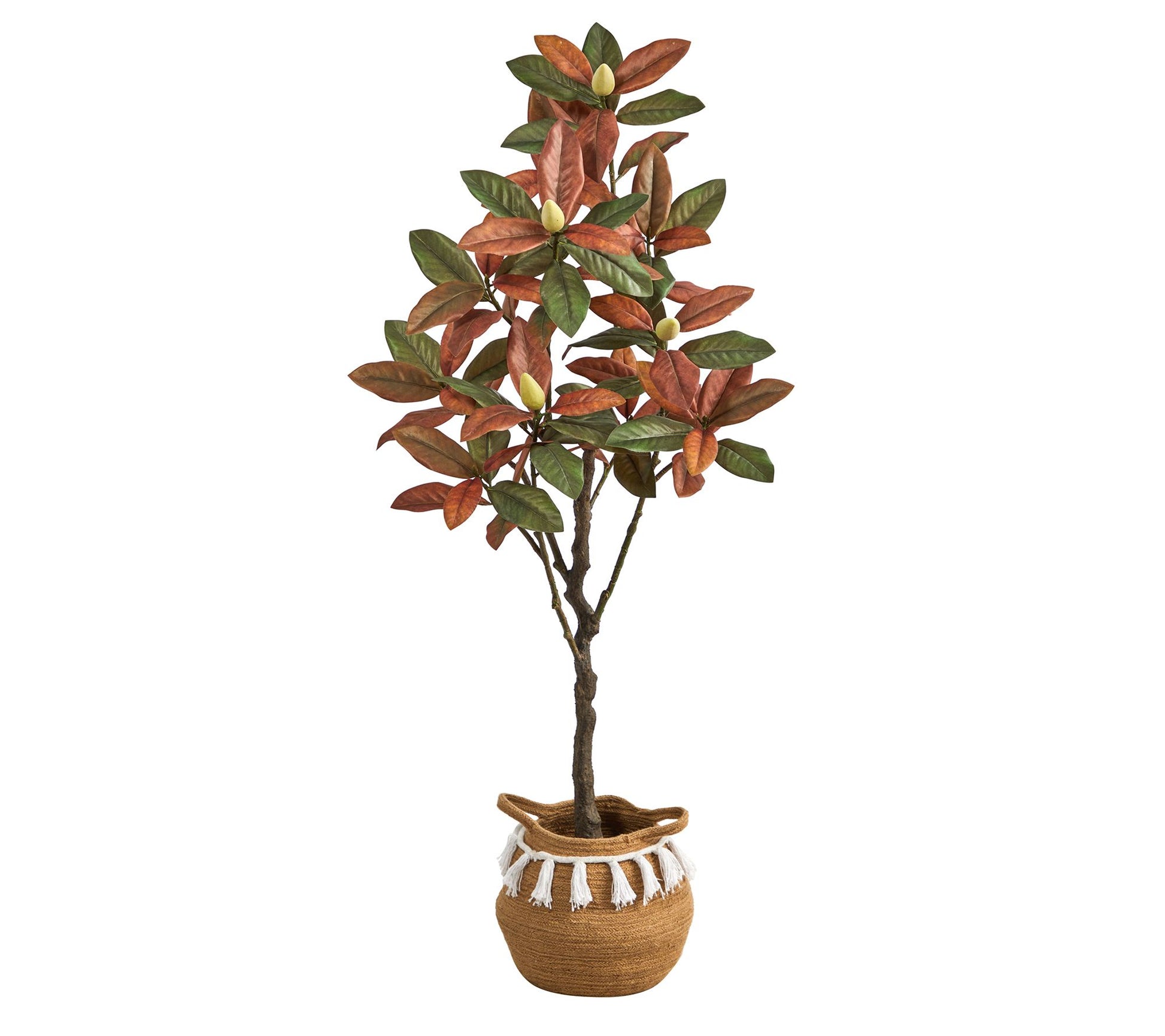 Nearly Natural 5-ft Artificial Fall Magnolia Tree with Basket