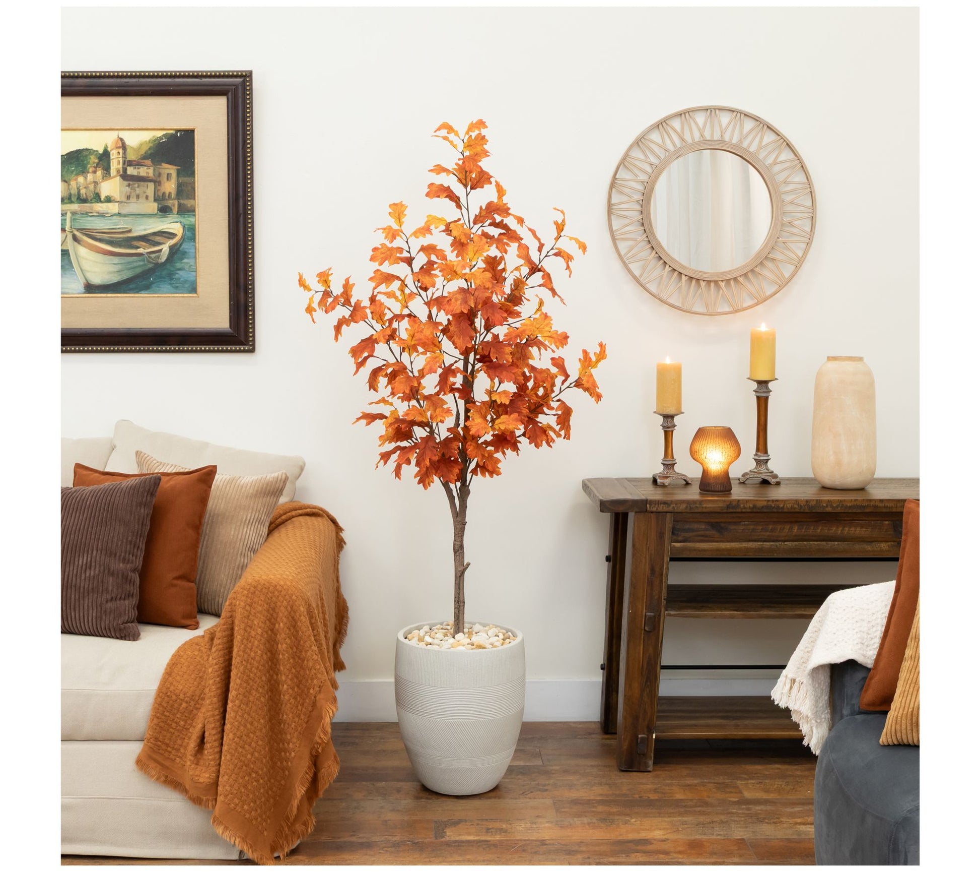 Nearly Natural 5-ft Autumn Oak Artificial FallTree