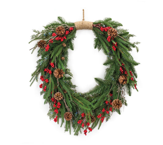 Melrose Mixed Pinecone Berry Wreath 30"H