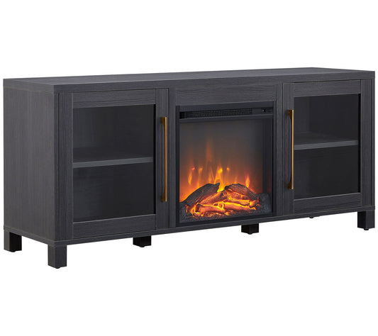 Hudson & Canal Quincy 65" TV Stand with Log Fireplace