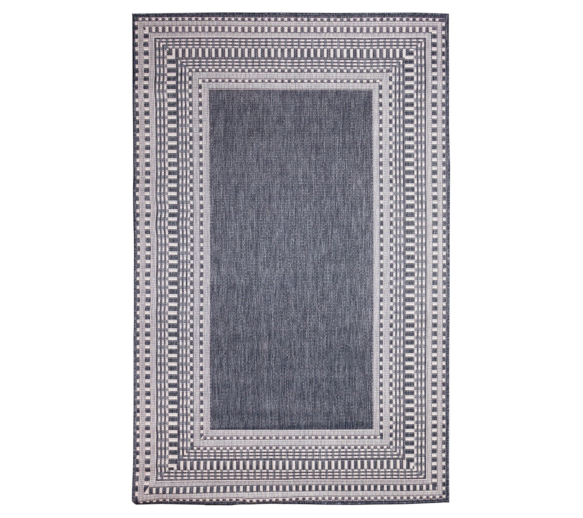 Liora Manne 8' x 10' Malibu Etched Border In/Outdoor Rug Navy
