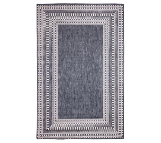Liora Manne 8' x 10' Malibu Etched Border In/Outdoor Rug Navy