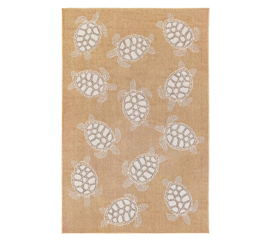 Liora Manne 5'x7' Carmel Seaturtles Indoor/Outdoor Rug Sand
