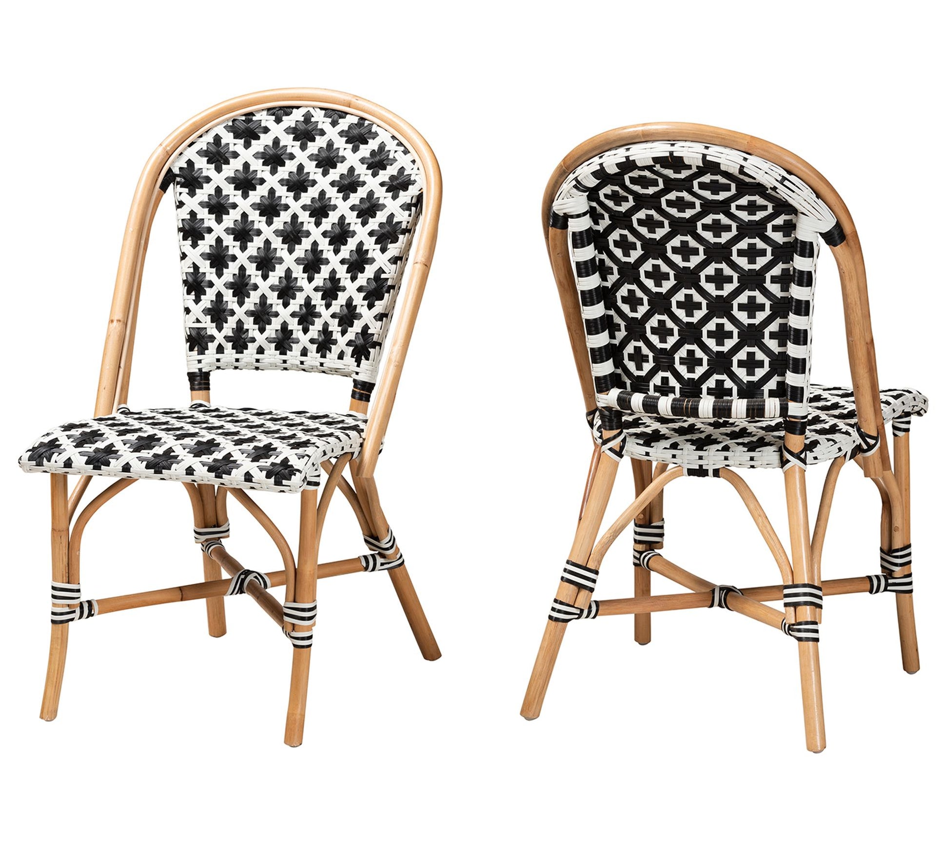 Baxton Studio Ambre Natural Rattan Bistro Chair  Set of 2