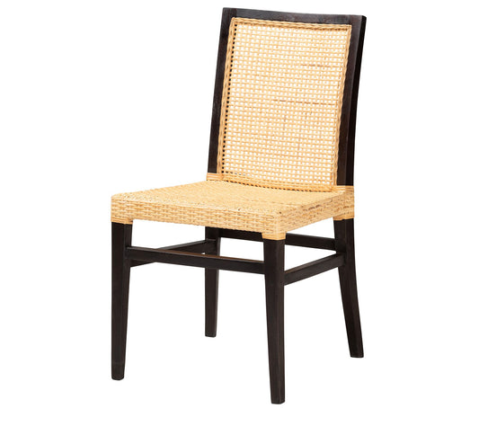 Baxton Studio Lingga Wood and Natural Rattan Di ning Chair