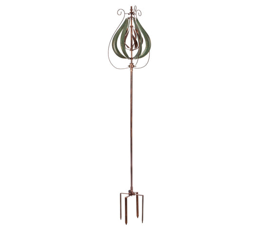 Evergreen 87.5" Copper & Verdigris Tulip Misting Wind Spinner