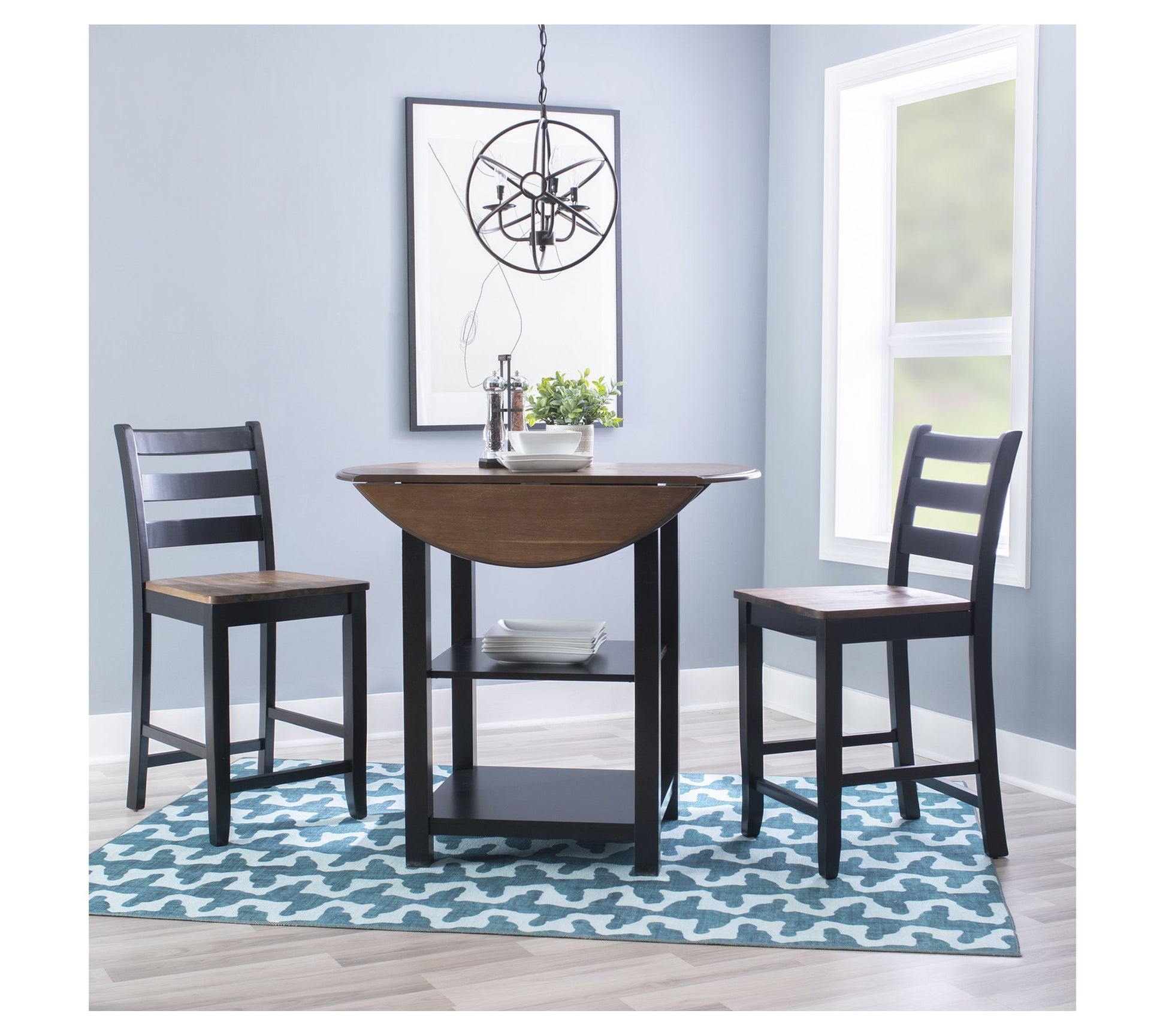 Linon Home Decor Jesson 3-Piece Acacia Wood Cou nter Dining Se
