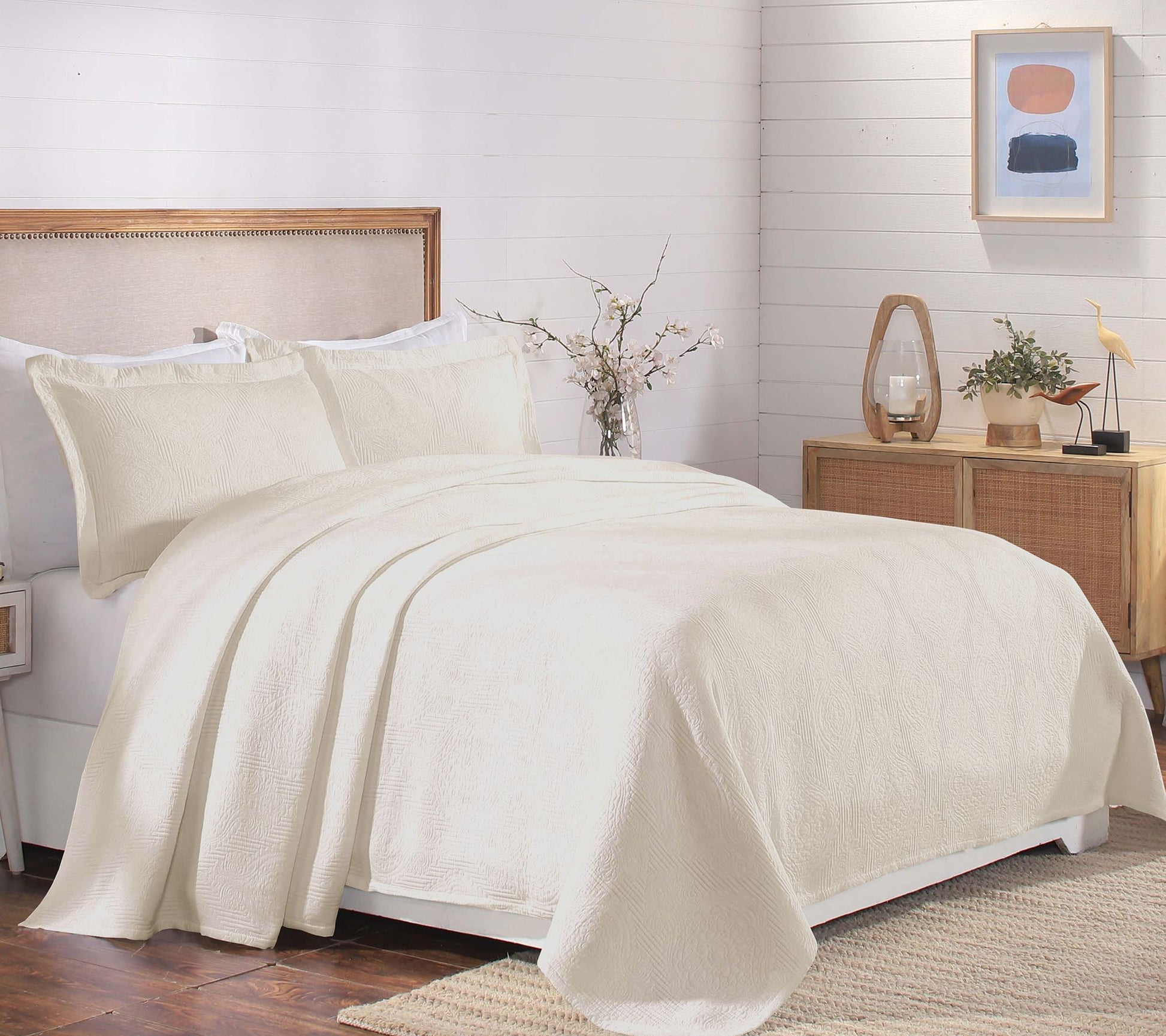 Superior Victory Cotton Matelasse Weave Bedspread Set- Full