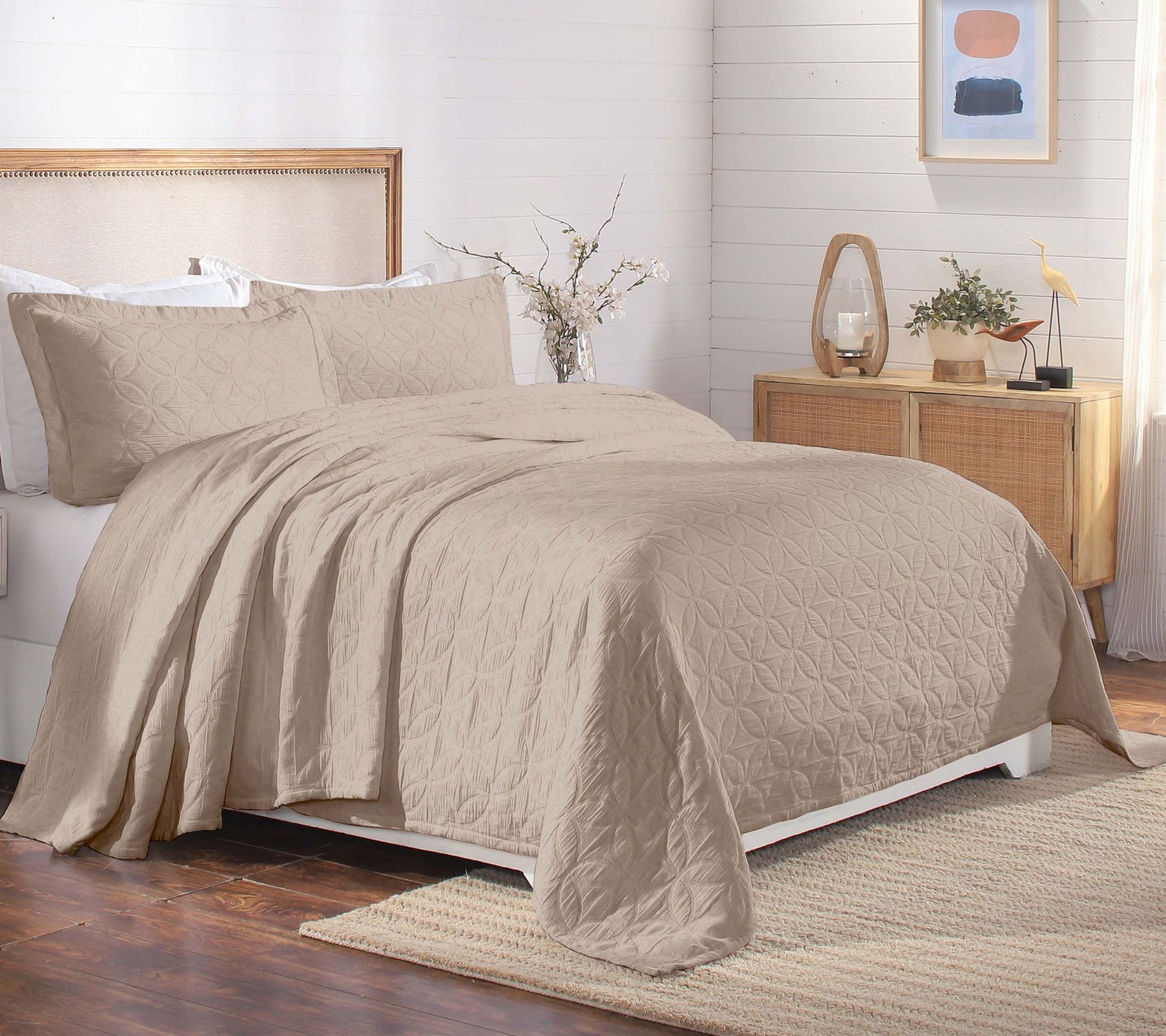 Superior Serenity Cotton Matelasse Weave Bedspread Set- Full