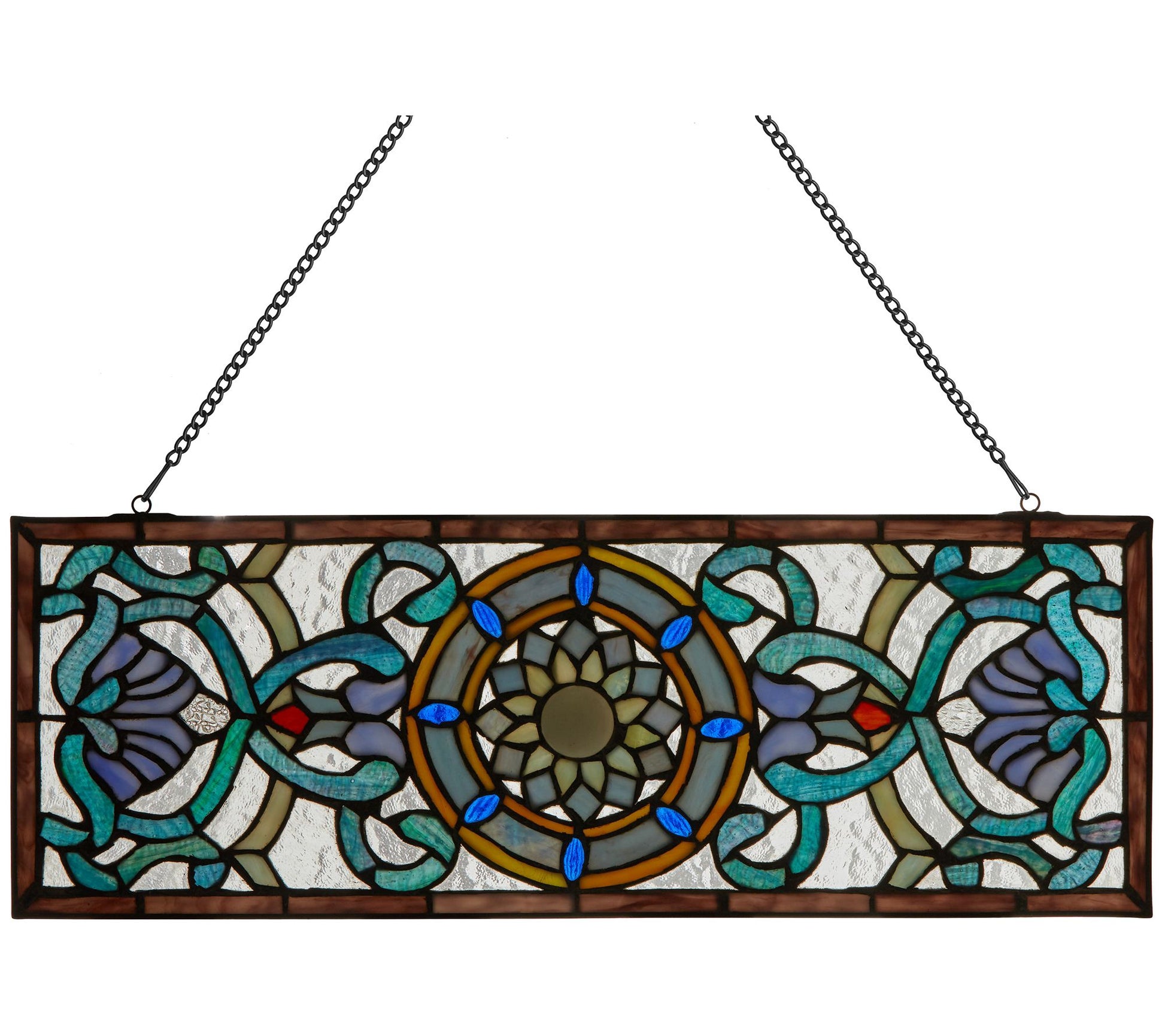 River of Goods 8.5"H Stained Glass Pub Window P anel