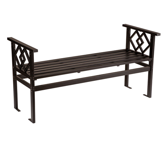 Evergreen Garden Metal Interlocked Diamond Bench