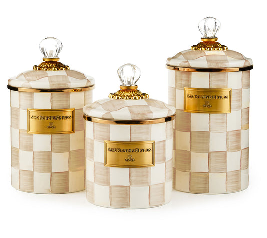 MacKenzie- Childs Set of 3 Enamel Canisters - Sm, Md, & Lg