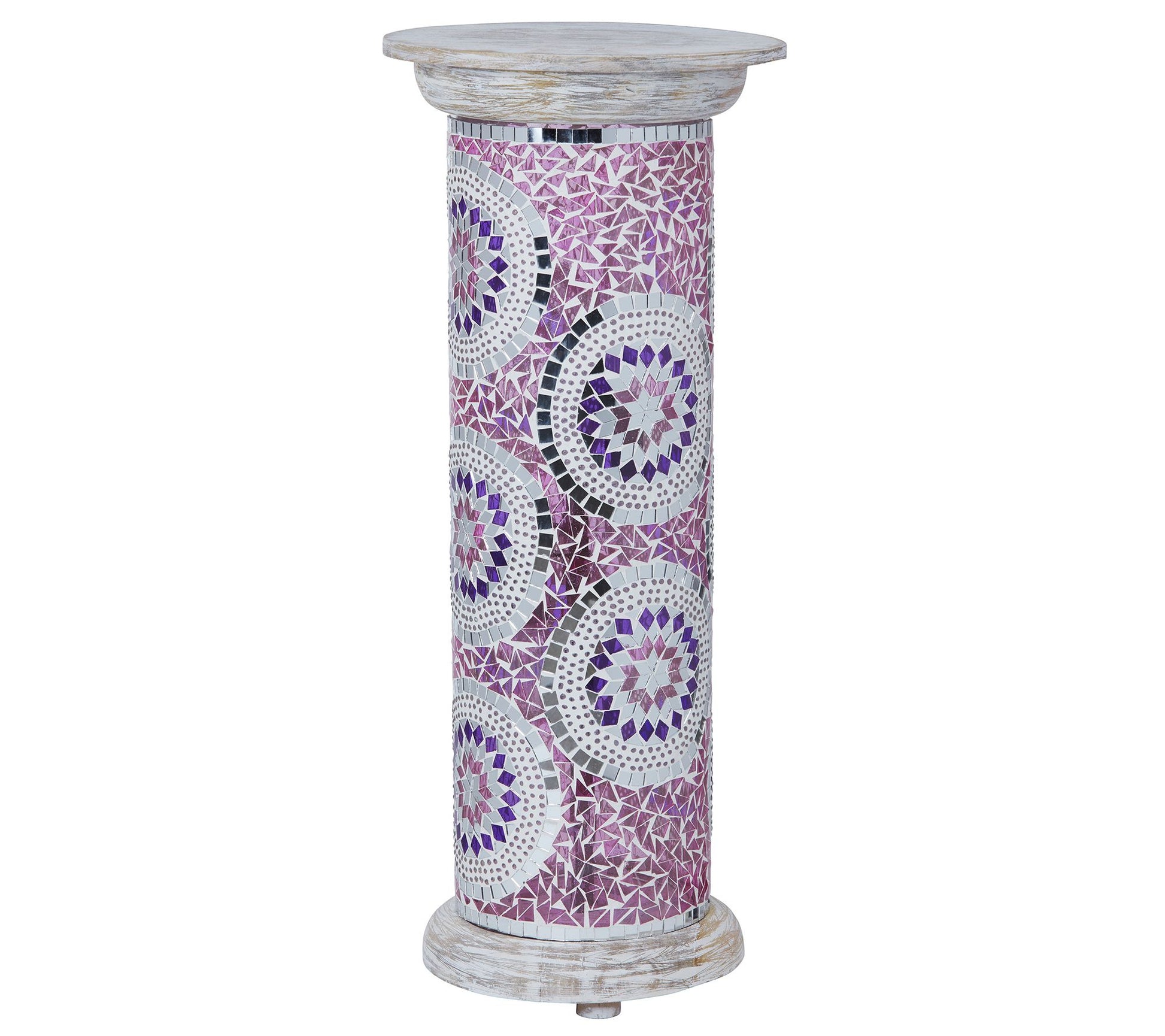 River of Goods 23"H Pink Glass Mosaic PedestalFloor Lamp