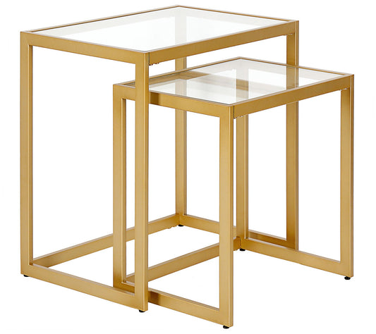 Hudson & Canal Rocco Nested Side Table-Nickel/Brass