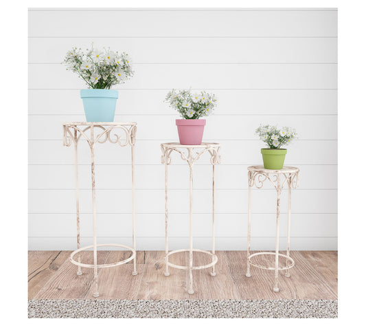 Pure Garden Set of 3 Nesting W rought Iron Pla nt Stands