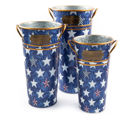 MacKenzie- Childs Set of 3 Royal Star Flower Buckets