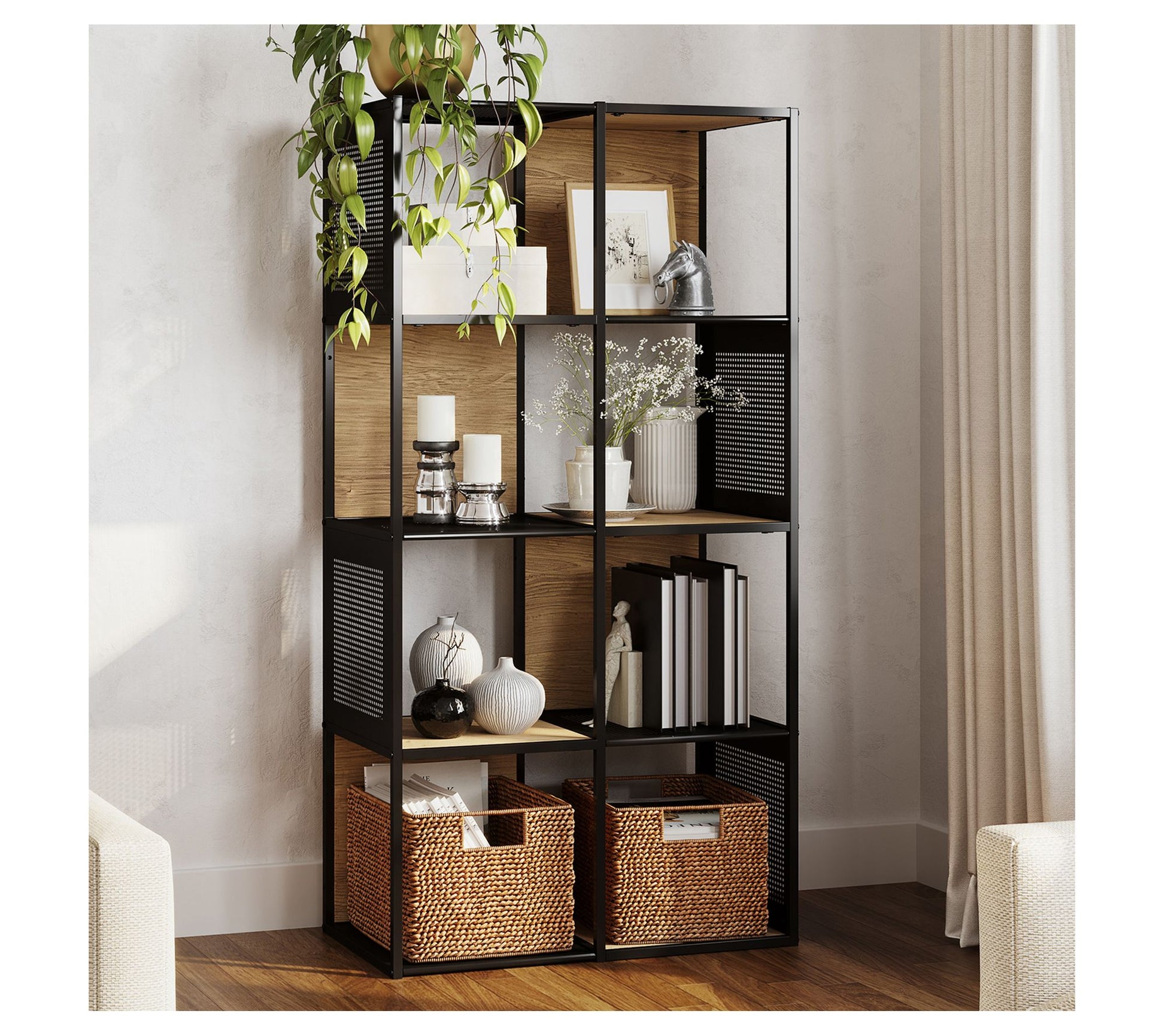 Lavish Home Cube Storage Organizer Industrial-Style Shelving