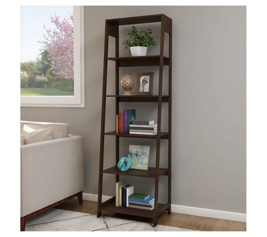 Lavish Home Set of 2 Leaning 5-Tier Ladder Bookcases