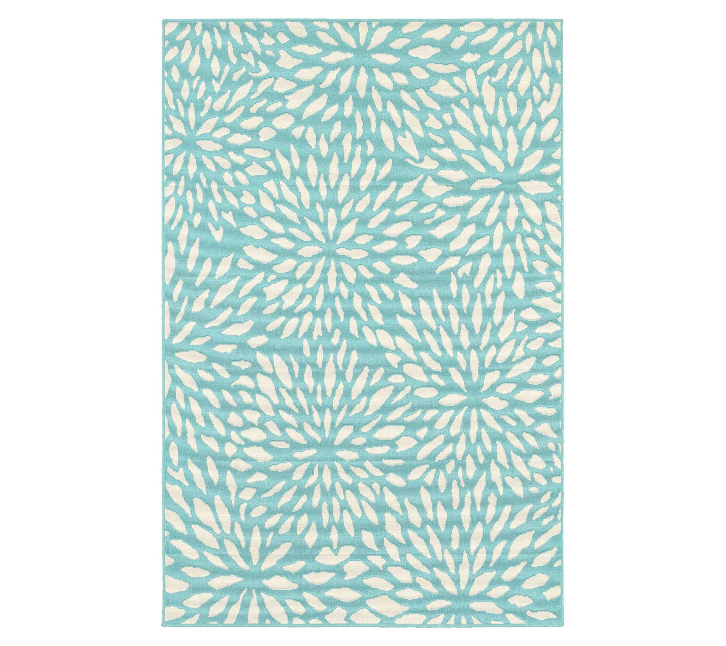Veranda Living In/Out Aruba Blue Botanical 7'10"x10'10" Rug