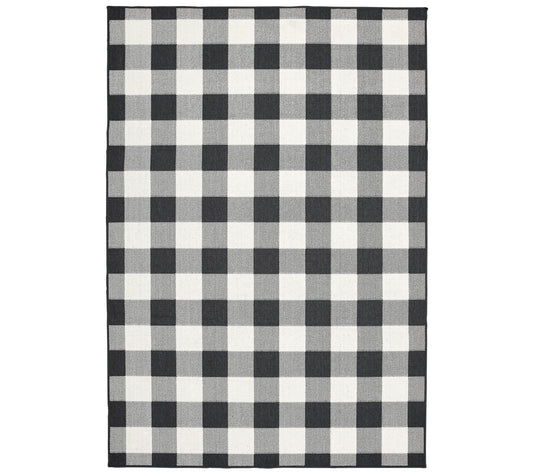 Veranda Living In/Out Black Buffalo Check 7'10" x10'10" Rug