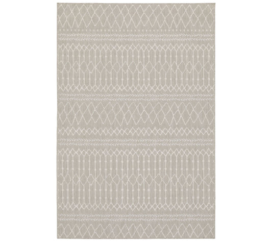 Veranda Living I/O Gray Geometric Tribal Stripe  7'10"x10' Rug