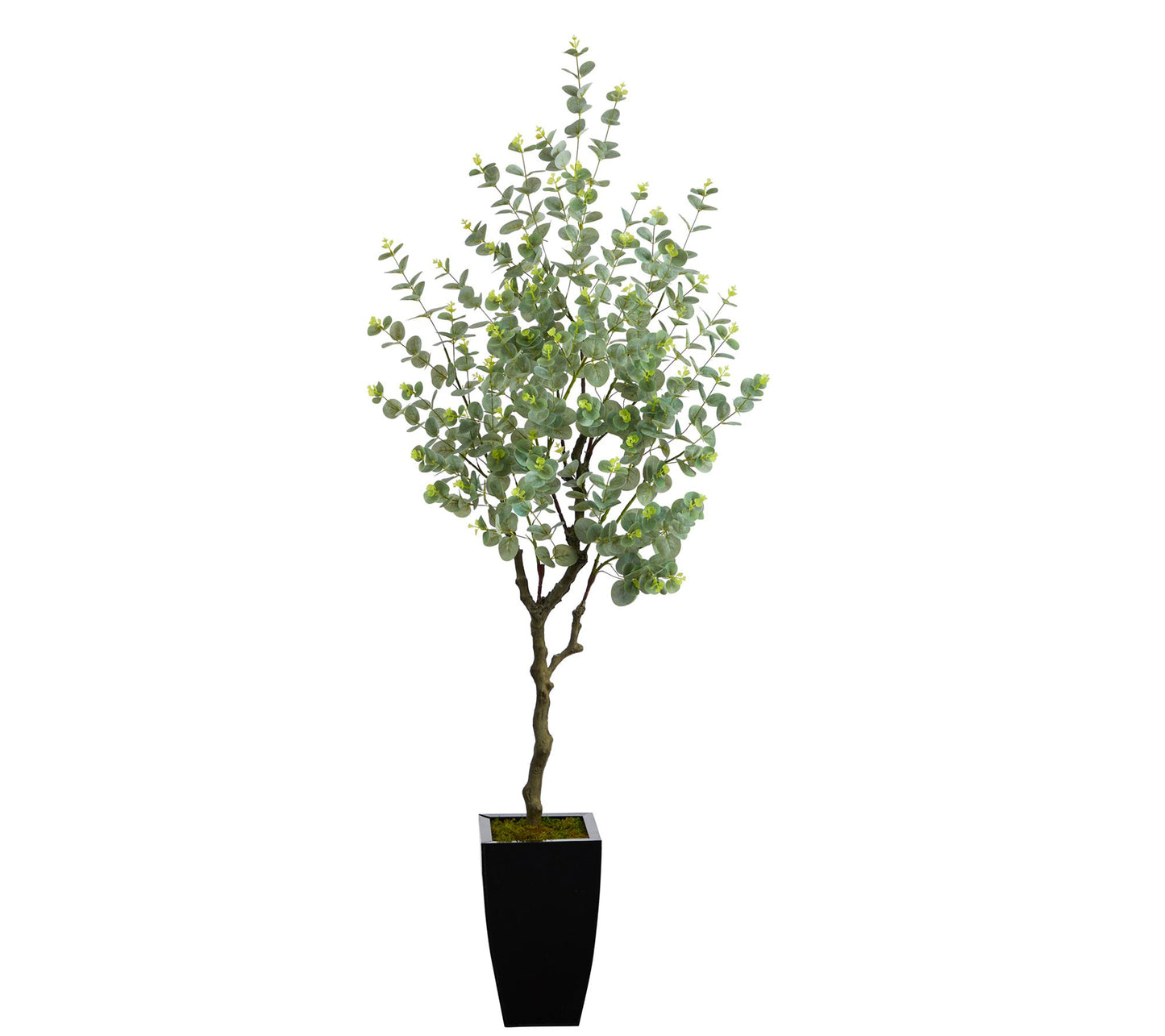 Nearly Natural 64" Eucalyptus Faux Tree in Metal Planter