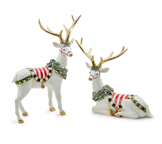 MacKenzie- Childs Set of 2 Peppermint Reindeer