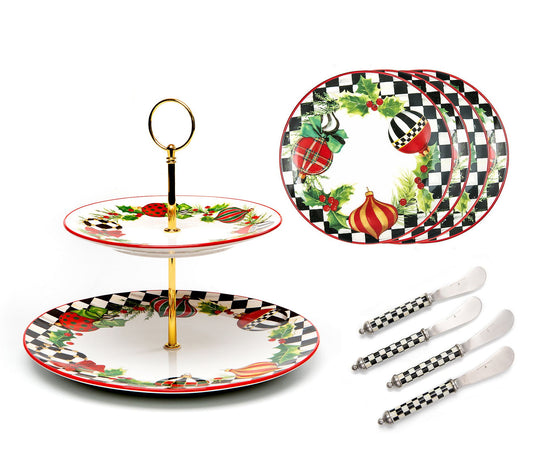 MacKenzie- Childs Deck The Halls Entertaining 9 Piece Set