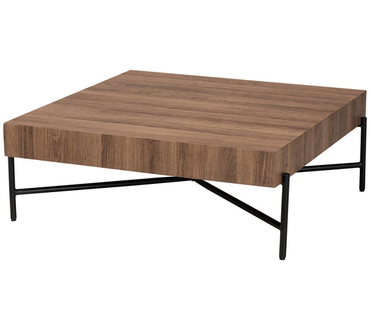 Baxton Studio Savion Brown Wood and Black MetalCoffee Table