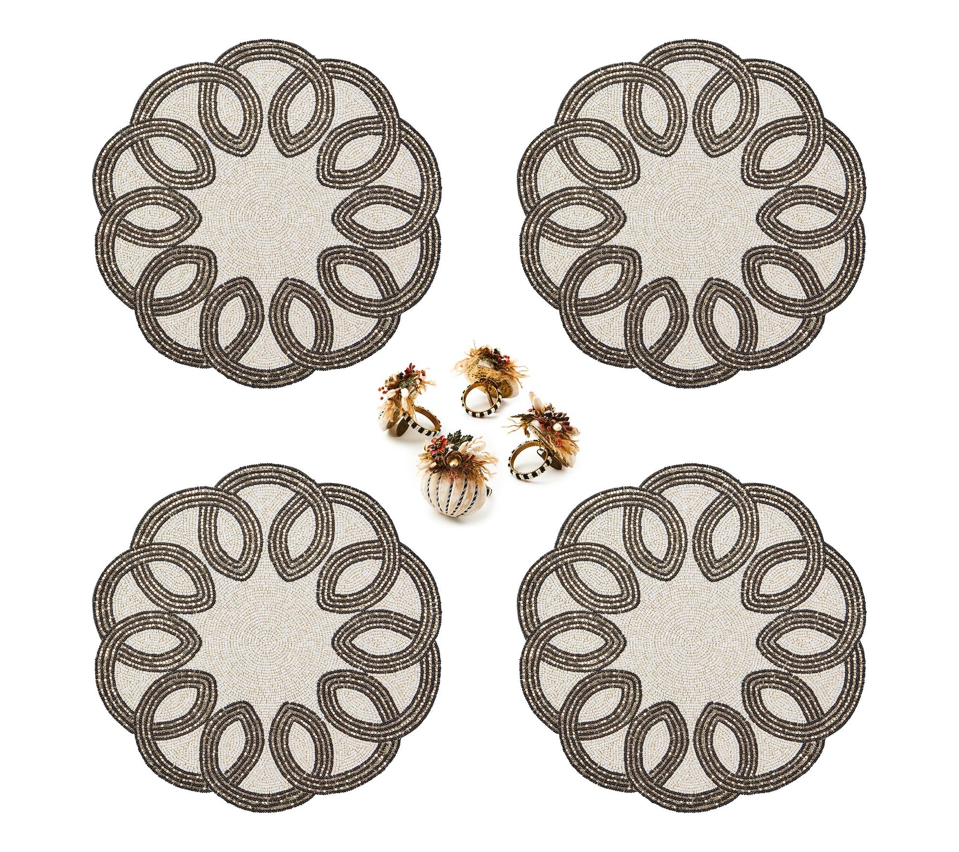 MacKenzie- Childs 4 Placemats and Set of 4 Napkin Rings